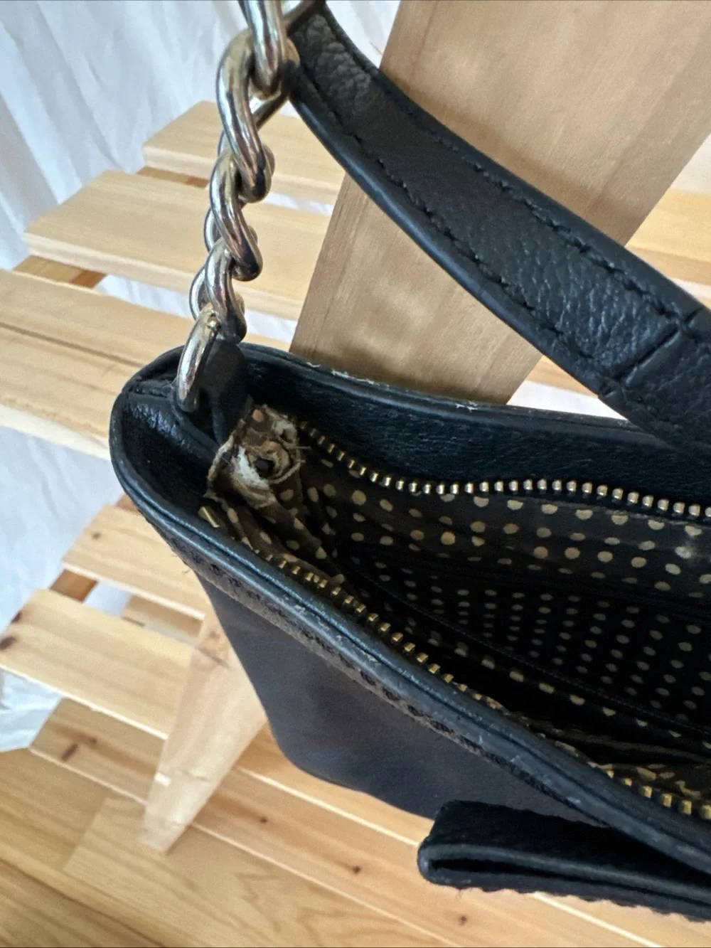 Kate Spade Black Leather Shoulder Bag with Chain Strap